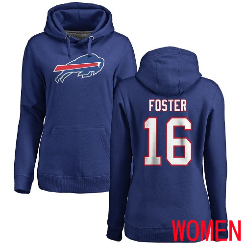 NFL Women Buffalo Bills #16 Robert Foster Royal Blue Name and Number Logo Pullover Hoodie Sweatshirt->women nfl jersey->Women Jersey